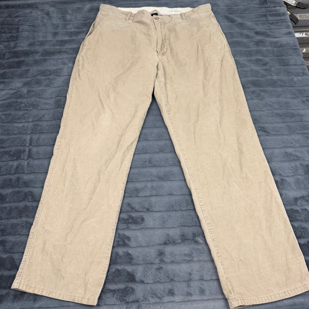 J.Crew Vintage Cord Pants Mens 36x32 Tan Khaki Corduroy Straight Leg TS-1129 A